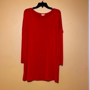 PIKO 1988 Women's Medium Red Shirt Dress 32" long Bamboo Spandex